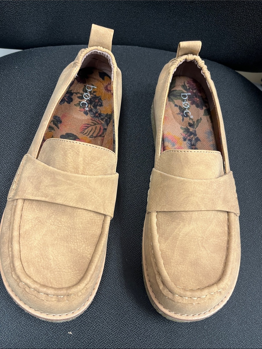 b.o.c. Beige/Tan Suede Slip-On Loafers